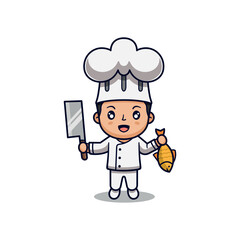 simple mascot logo chef character design