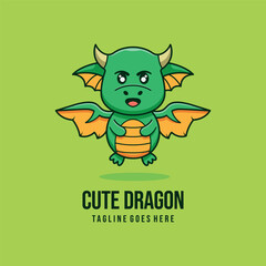 simple mascot logo cute dragon character design