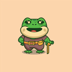 simple mascot logo frog character design