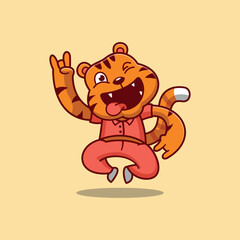 simple mascot logo happy tiger character design
