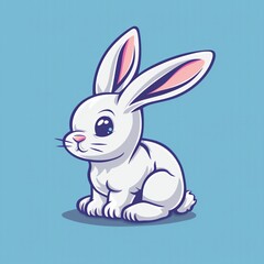 Cute rabbit flat logo illustration, cartoon rabbit icon.