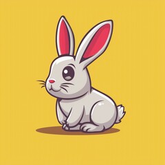 Cute rabbit flat logo illustration, cartoon rabbit icon.
