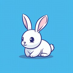 Fototapeta premium Cute rabbit flat logo illustration, cartoon rabbit icon.