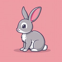 Fototapeta premium Cute rabbit flat logo illustration, cartoon rabbit icon.
