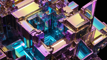 bismuth shapes clumped - obrazy, fototapety, plakaty