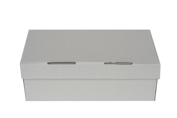 Cardboard paper box isolated on white background. concept, reusable box, can be used for keep or contain things, use as delivery or gift box. Packaging design.