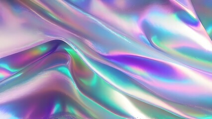 Obraz premium Holographic Iridescent fabric background. Shiny mother of pearl fabric, bright multi-colored fabric
