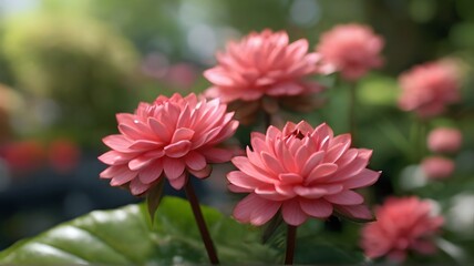 Obraz premium peach dahlia in garden