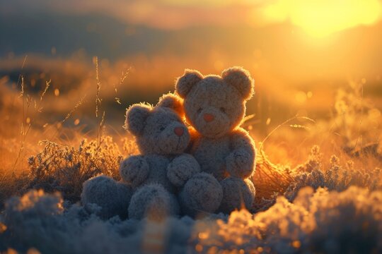 teddy bear at sunset
