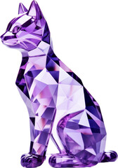cat,purple violet crystal shape of cat,cat made of crystal isolated on white or transparent background,transparency