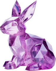 rabbit,purple crystal shape of rabbit,rabbit made of crystal isolated on white or transparent background,transparency