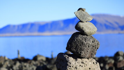 stone on the lake