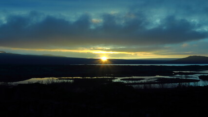 sunset over the river