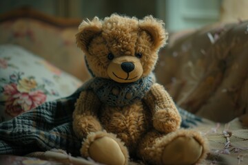 teddy bear on the bed