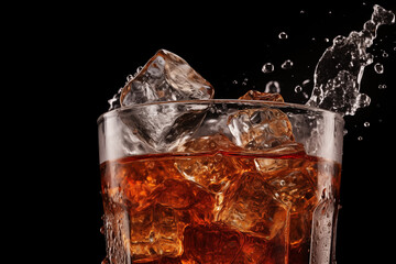 glass of cola with ice