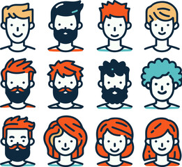 Smiling people avatar set. Different men and women characters collection. Isolated vector illustration.