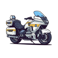 Fototapeta premium Cartoon police motorcycle sticker illustration