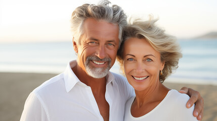 Fototapeta premium Happy Mature And Romantic Couple, in Love, Hugging and Smiling 