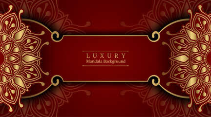 luxury red background, with gold mandala