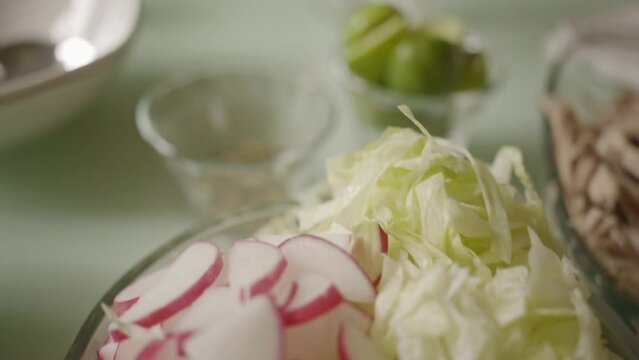 ingredients for red pozole topping