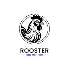 rooster line art modern simple minimal logo design vector icon illustration