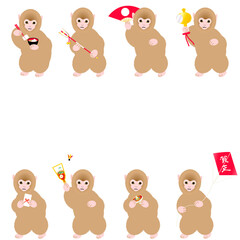 申年　かわいい子猿の年賀素材イラストセット