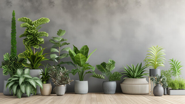 Tropical houseplants background with copy space