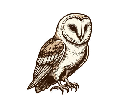 barn owl hand drawn vector ilustration graphic