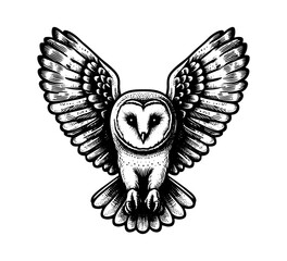 Fototapeta premium barn owl hand drawn vector ilustration graphic