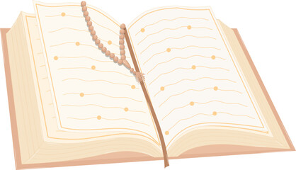 Opened Quran Islamic Book Vector Illustration