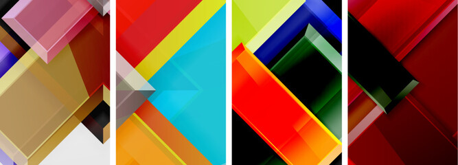 Color glass glossy square composition poster set for wallpaper, business card, cover, poster, banner, brochure, header, website