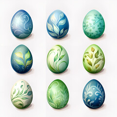 set of easter eggs, Easter egg compositions, Easter seamless pattern with eggs and floral elements