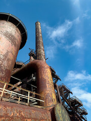 Catwalks, Piping, furnaces and other industrial items grace the old and rusting Bethlehem Steel...