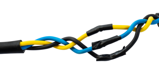 Insulated electrical wire. rewrapped with electrical tape