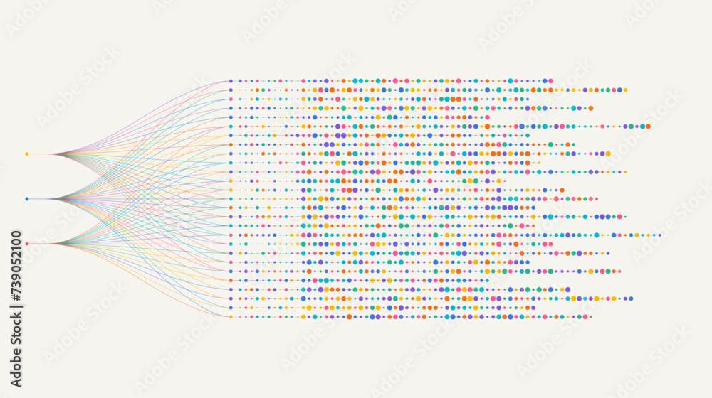 Poster big data visualization. social network, financial analysis of complex databases. data mining. vector