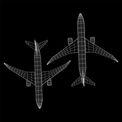 Airplane. Abstract airliner. Wireframe vector illustration