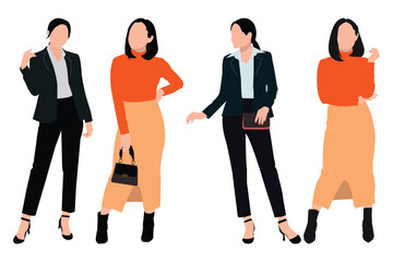 Fototapeta premium Confident businesswomen are standing together. businesswoman vector illustration isolated on a white background.