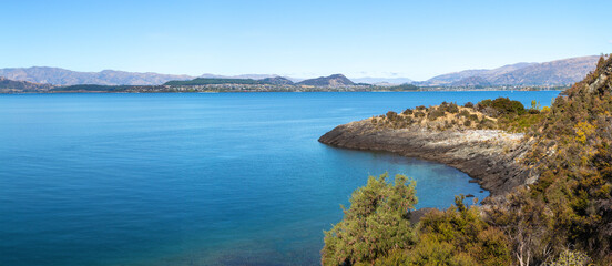 Picturesque Wanaka lake panorama, South Island, New Zealand