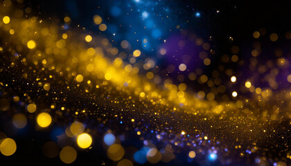 new abstract background with Dark blue and gold particle. Golden light shine particles bokeh on navy blue background. Gold foil texture. Holiday concept
