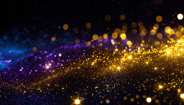 new abstract background with Dark blue and gold particle. Golden light shine particles bokeh on navy blue background. Gold foil texture. Holiday concept
