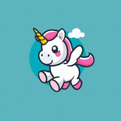 Flat design cute baby unicorn vector for logo or branding.
