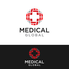 global technology medicine logo design vector illustration