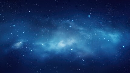 Blue space background with stars and clouds. Generative AI.