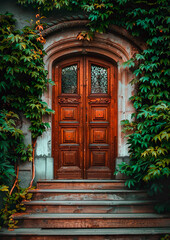Fototapeta na wymiar Photo of a beautiful old wooden door in the city