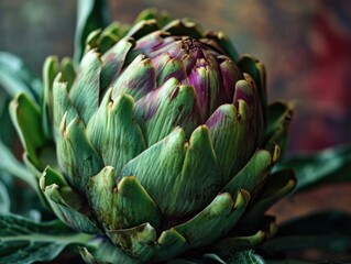 Fototapeta premium A vibrant purple artichoke. Generative AI.