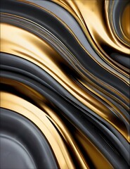 Digital Art of Grey and Gold Liquid Gel Thick Wavy Background Generative AI