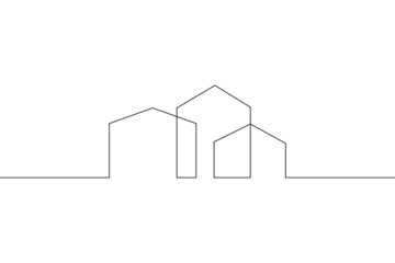 Minimal house logo design. Building structure symbol. Construction of houses.One continuous line . Line art. Minimal single line.White background. One line drawing.