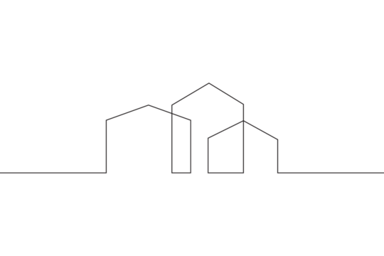 Minimal house logo design. Building structure symbol. Construction of houses.One continuous line . Line art. Minimal single line.White background. One line drawing.