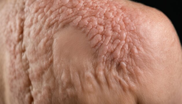  Close-up of skin texture, highlighting fine lines and wrinkles