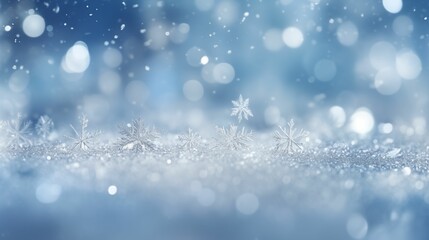 Abstract winter snowflakes bokeh background.